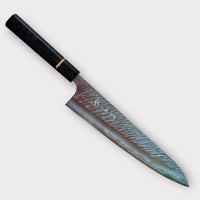Custom Yu Kurosaki Fujin SG2 Hammered Gyuto 270mm - African Blackwood and spaghetti oak