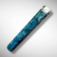 Custom Japanese Knife handle (wa handle) for 165-210 mm: Blue dyed box elder burl hybrid