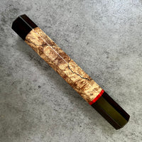 Custom Japanese Knife handle (wa handle) for 240mm - Spalted Maple, Macassar Ebony and Vintage Poker Chip