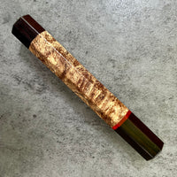 Custom Japanese Knife handle (wa handle) for 240mm - Spalted Maple, Macassar Ebony and Vintage Poker Chip
