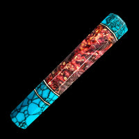 Custom Japanese Knife handle (wa handle) for 210 mm knife : Box elder burl (Ukrainian dyed) and turquoise