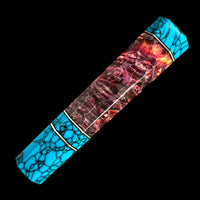 Custom Japanese Knife handle (wa handle) for 210 mm knife : Box elder burl (Ukrainian dyed) and turquoise