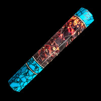 Custom Japanese Knife handle (wa handle) for 210 mm knife : Box elder burl (Ukrainian dyed) and turquoise