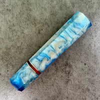 Custom Japanese Knife handle (wa handle) for 165-210mm : Blue and white swirl