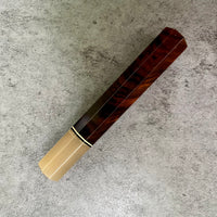 Custom Japanese Knife handle (wa handle) for 210 mm knife - Desert Ironwood, bronze and horn