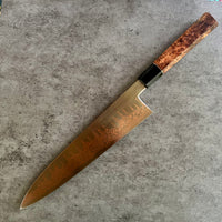 Custom Hatsukokoro Yorokobi SLD Copper Suminagashi (墨 流 し) Gyuto 270 mm - Honduran Rosewood burl and horn