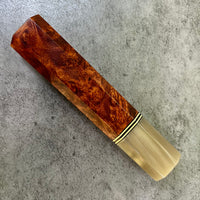 Custom Japanese Knife handle (wa handle) for 165-210mm : Amboyna burl and blonde horn