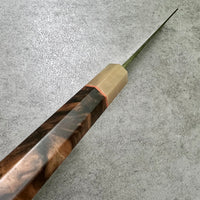 Custom Anryu Ikeada B2 stainless clad hammered Bunka 170mm : Stabilized Turkish Walnut and blonde