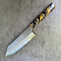 Custom Nigara Hamono SG2 Kurouchi Tsuchime Bunka 180mm - Gold Rush