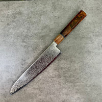 Custom Hatsukokoro Saihyo (Diamond Dust) SG2 Gyuto 240 mm - Desert Ironwood burl, marbled horn and vintage poker chip