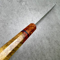 Custom Kurosaki Senko SG2/R2 240mm (10”) Gyuto Chef Knife : Amboyna burl with vintage poker chip