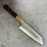 Custom Anryu Ikeada B2 stainless clad hammered Bunka 170mm : Stabilized Turkish Walnut and blonde