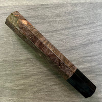 Custom Japanese Knife handle (wa handle) for 165-210mm : Black dyed maple burl and horn