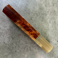 Custom Japanese Knife handle (wa handle) for 165-210mm : Amboyna burl and blonde horn