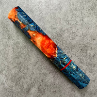 Custom Japanese Knife handle (wa handle) for 165-210mm : blue dyed box elder burl hybrid