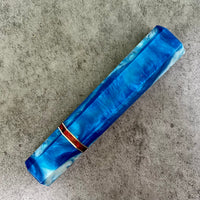 Custom Japanese Knife handle (wa handle) for 165-210mm : Blue and white swirl