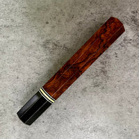 Custom Japanese Knife handle (wa handle) for Workhorse 240 - Desert Ironwood, 2 tone metal and horn