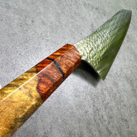 Custom Kurosaki Senko SG2/R2 240mm (10”) Gyuto Chef Knife : Amboyna burl with vintage poker chip