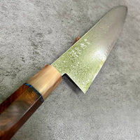 Custom Hatsukokoro Saihyo (Diamond Dust) SG2 Gyuto 240 mm - Desert Ironwood burl, marbled horn and vintage poker chip