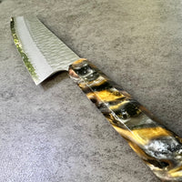 Custom Nigara Hamono SG2 Kurouchi Tsuchime Bunka 180mm - Gold Rush