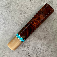 Custom Japanese Knife handle (wa handle) for 240mm - Desert Ironwood and turquoise tru-stone