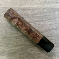 Custom Japanese Knife handle (wa handle) for 165-210mm : Black dyed maple burl and horn
