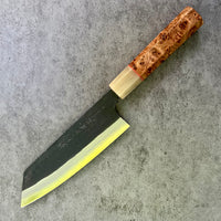Custom Yamamoto Ironclad Aogami Super Damascus Ko Bunka 150mm - Japanese Elm Burl