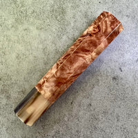 Custom Japanese Knife handle (wa handle) for 165-210mm : Stabilized maple burl and horn