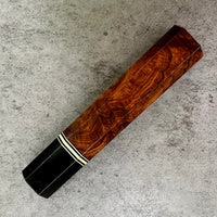 Custom Japanese Knife handle (wa handle) for Workhorse 240 - Desert Ironwood, 2 tone metal and horn