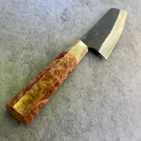 Custom Yamamoto Ironclad Aogami Super Damascus Ko Bunka 150mm - Japanese Elm Burl