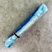 Custom Japanese Knife handle (wa handle) for 165-210mm : Blue and white swirl