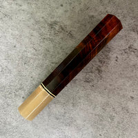 Custom Japanese Knife handle (wa handle) for 210 mm knife - Desert Ironwood, bronze and horn