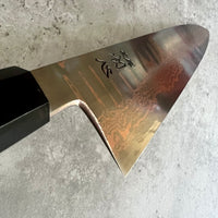 Custom Hatsukokoro Yorokobi SLD Copper Suminagashi (墨 流 し) Gyuto 270 mm - Honduran Rosewood burl and horn