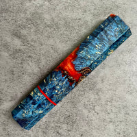 Custom Japanese Knife handle (wa handle) for 165-210mm : blue dyed box elder burl hybrid