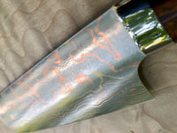Takeshi Saji Rainbow Damascus Nakiri with Ironwood handle