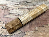 Custom Japanese Knife handle (wa handle) - Curly Ash with Japanese Elm Burl