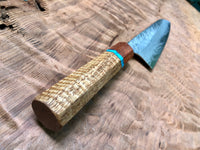 Custom Yu Kurosaki Fujin Hammered 210mm (8”) Gyuto Chef Knife with Curly Mango, Bubinga and Turquoise