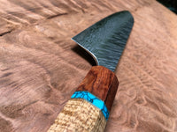 Custom Yu Kurosaki Fujin Hammered 210mm (8”) Gyuto Chef Knife with Curly Mango, Bubinga and Turquoise