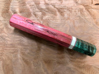 Custom Japanese Knife handle (wa handle) - Dyed Box Elder and Curly Mango