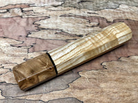 Custom Japanese Knife handle (wa handle) - Curly Ash with Japanese Elm Burl