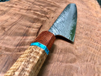 Custom Yu Kurosaki Fujin Hammered 210mm (8”) Gyuto Chef Knife with Curly Mango, Bubinga and Turquoise