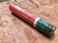 Custom Japanese Knife handle (wa handle) - Dyed Box Elder and Curly Mango