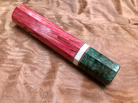 Custom Japanese Knife handle (wa handle) - Dyed Box Elder and Curly Mango