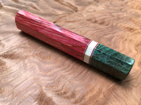 Custom Japanese Knife handle (wa handle) - Dyed Box Elder and Curly Mango