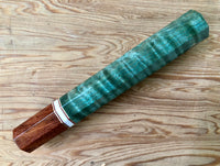 Custom Japanese Knife handle (wa handle) for 240mm - Sea green dyed curly maple with Honduran rosewood