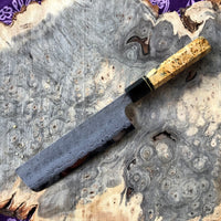 Custom Hatsukokoro Inazuma Aogami Super Nakiri 165mm - Yellow Cedar Burl