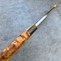 Custom Sasaoka Shirogami Damascus Deba 165mm - Thuya burl