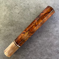 Custom Japanese Knife handle (wa handle) for 240mm - Desert Ironwood burl and marbled horn