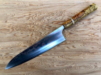 Custom Yu Kurosaki Houou Rainbow Colored Damascus VG10 Gyuto 240mm - 2 tone Amboyna