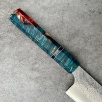 Custom Nigara Hamono SG2 Migaki Tsuchime Gyuto 240 mm - Blue dyed maple burl hybrid